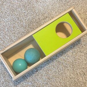 Lovevery ball drop and slide Wooden Toy with Green and Teal Balls